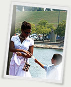 child handing out gospel flier