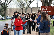 Passing out tracts at the Cherry Blossoms festival